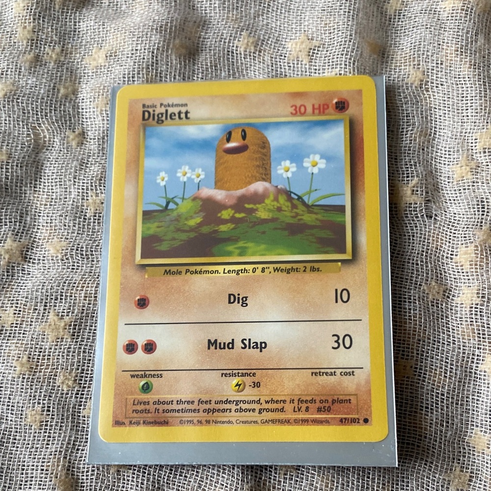 Pokemon Diglett Card with Brown and Blue